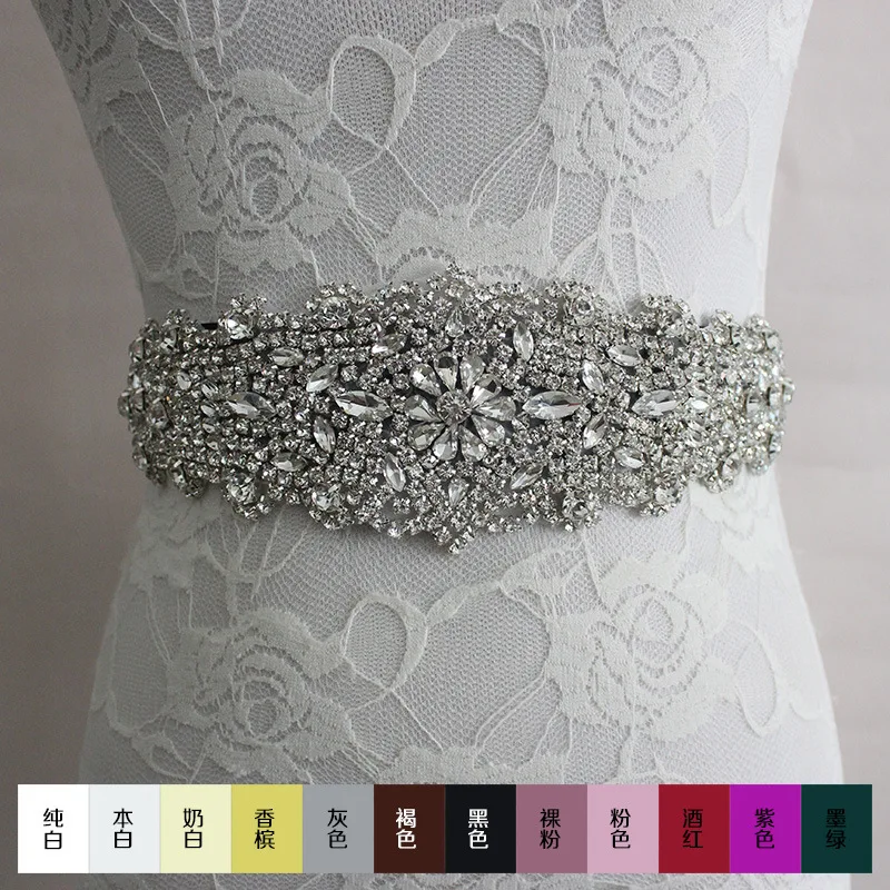 Free shipping 2016 Bride wedding belt luxury sparkling diamond diy accessories ribbon bow waist girdle dress Wedding Accessories