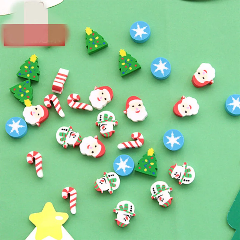 1 box / set , Christmas Eraser , Santa Claus / Snowman / Christmas Tree Box Packed Rubber Eraser as Gift for Kids