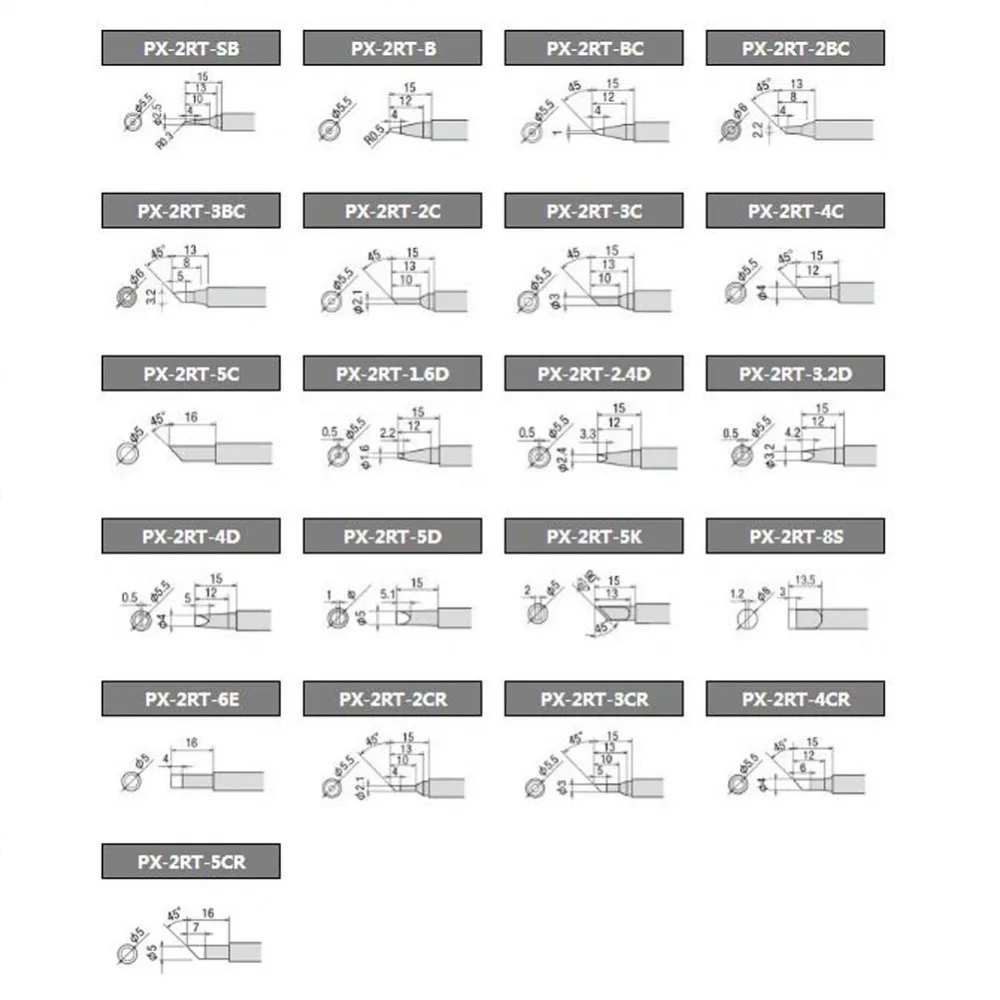 Original Japan GOOT PX-2RT Welding Tips for PX-201 PX-232 PX-238 PX-242 PX-336 SVS-500 Soldering iron Replacement Solder Parts