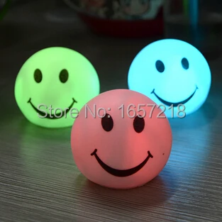 Night light Lovely changable color Round Smile Face LED  lamp, 7 colors changing Smiling nightlight For Baby / Children gift toy