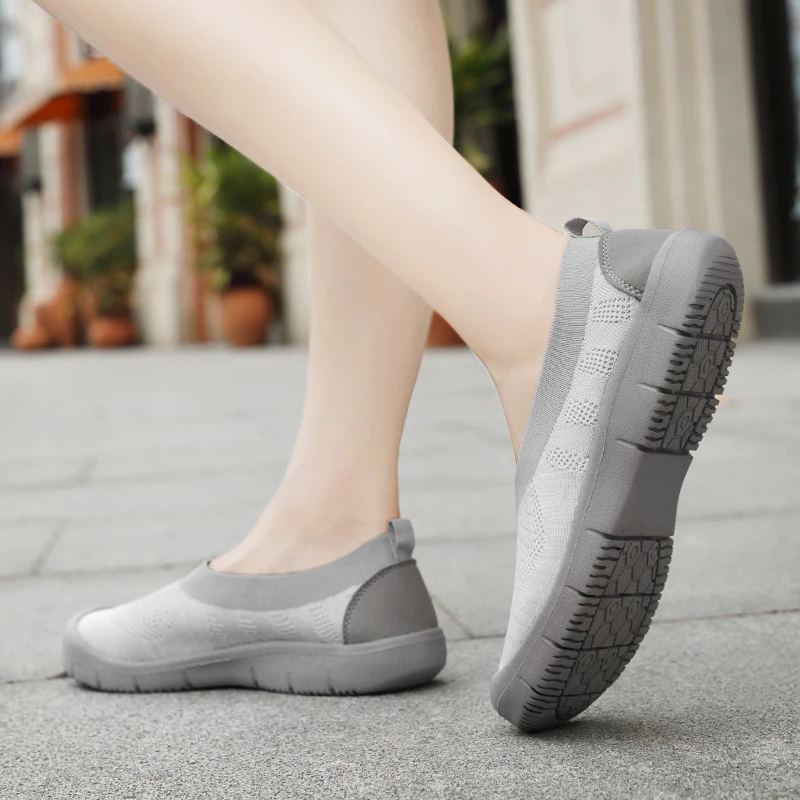 STRONGSHEN Women Shoes Breathable Mesh Sneakers Ballet Flats Ladies Slip on Flats Loafers Shoes Plus Size 35-42