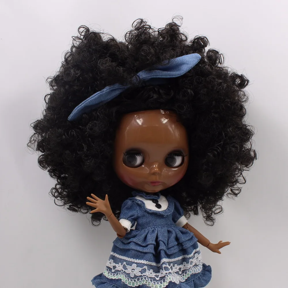 ICY DBS Blyth doll super black skin black hair afro hair joint body shiny face 1/6 bjd 30cm toy anime