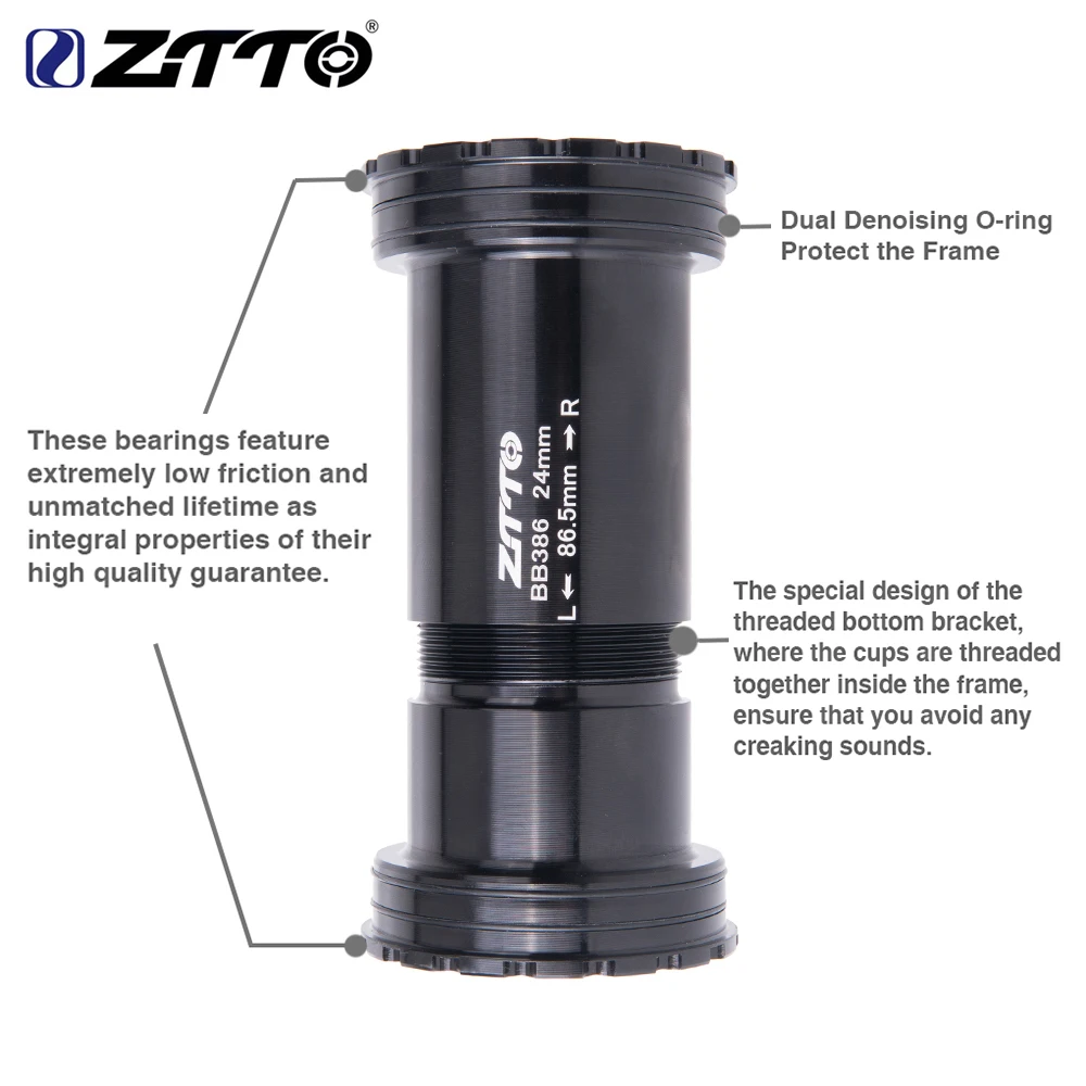 ZTTO BB386 Ceramic Threaded Lock Bottom Bracket 24mm 29mm 30mm for