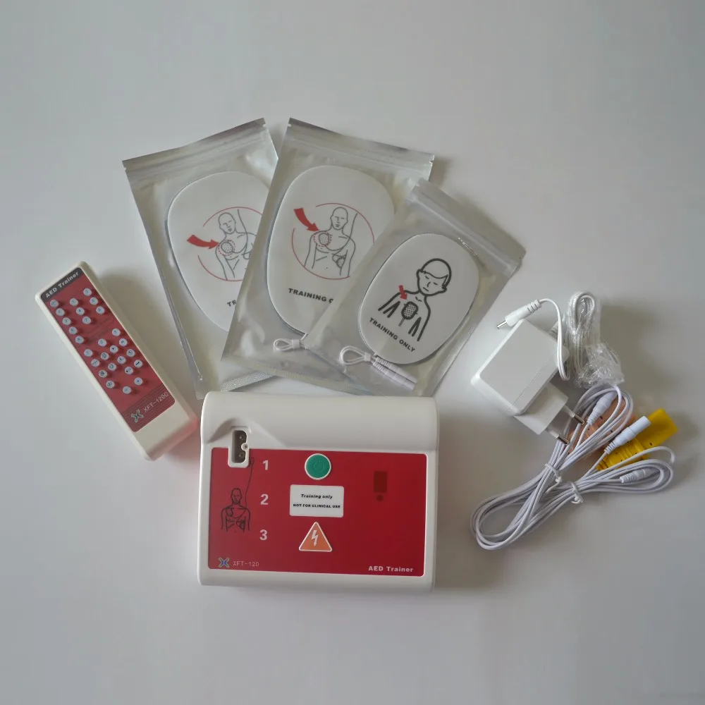 2Pcs/Lot AED Simultor First Aid Training Device In English And Spanish With Electrode Pads And Wire Tactical AED Trainer