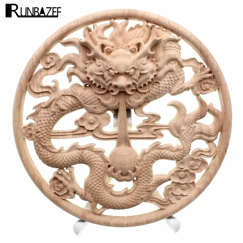 

RUNBAZEF Wooden Home Decoration Accessories Wood Carved Corner Onlay Applique Craft Furniture Door Wall Sticker Decor Figurine