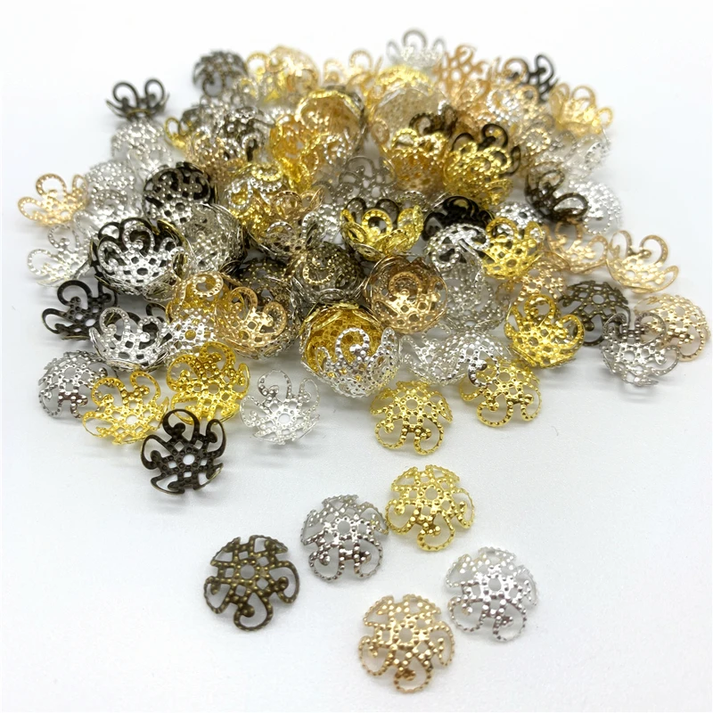 100 unids/lote 10mm flor Torus forma tapas de cuentas de aleación accesorios de joyería cuentas espaciadoras para hacer joyería dijes collar pulseras