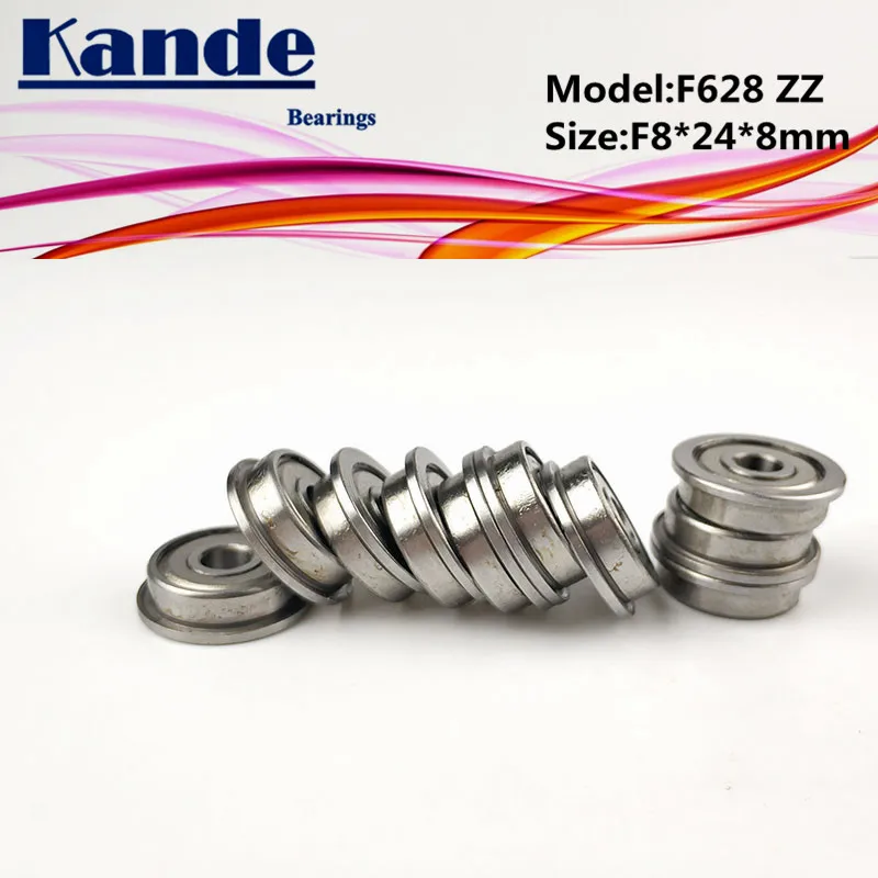 10pcs ABEC-1 F628ZZ F628 ZZ  With Flange Miniature Deep Groove F628 Ball Bearing F8x24x8mm