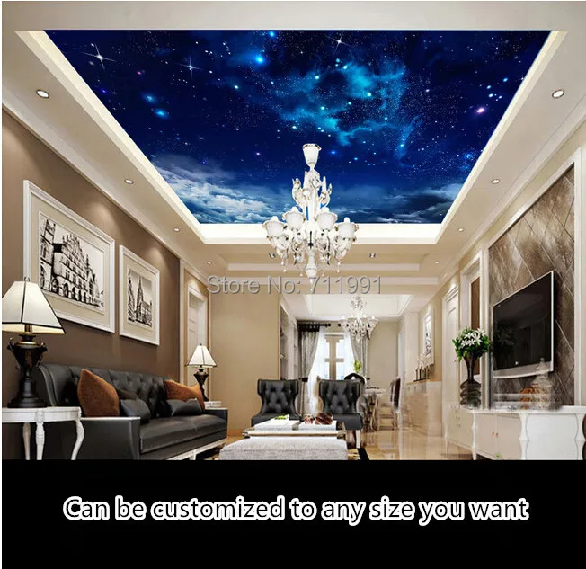 

Custom ceiling wallpaper,Nebula in the night sky,3D wallpaper for the living room bedroom ceiling background waterproof PVC