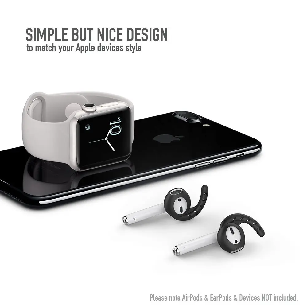 Vervanging Zachte Siliconen Antislip Oor Cover Haak Oordopjes Tips Oortelefoon Siliconen Case Voor Earpods 3 Pairs Zwart