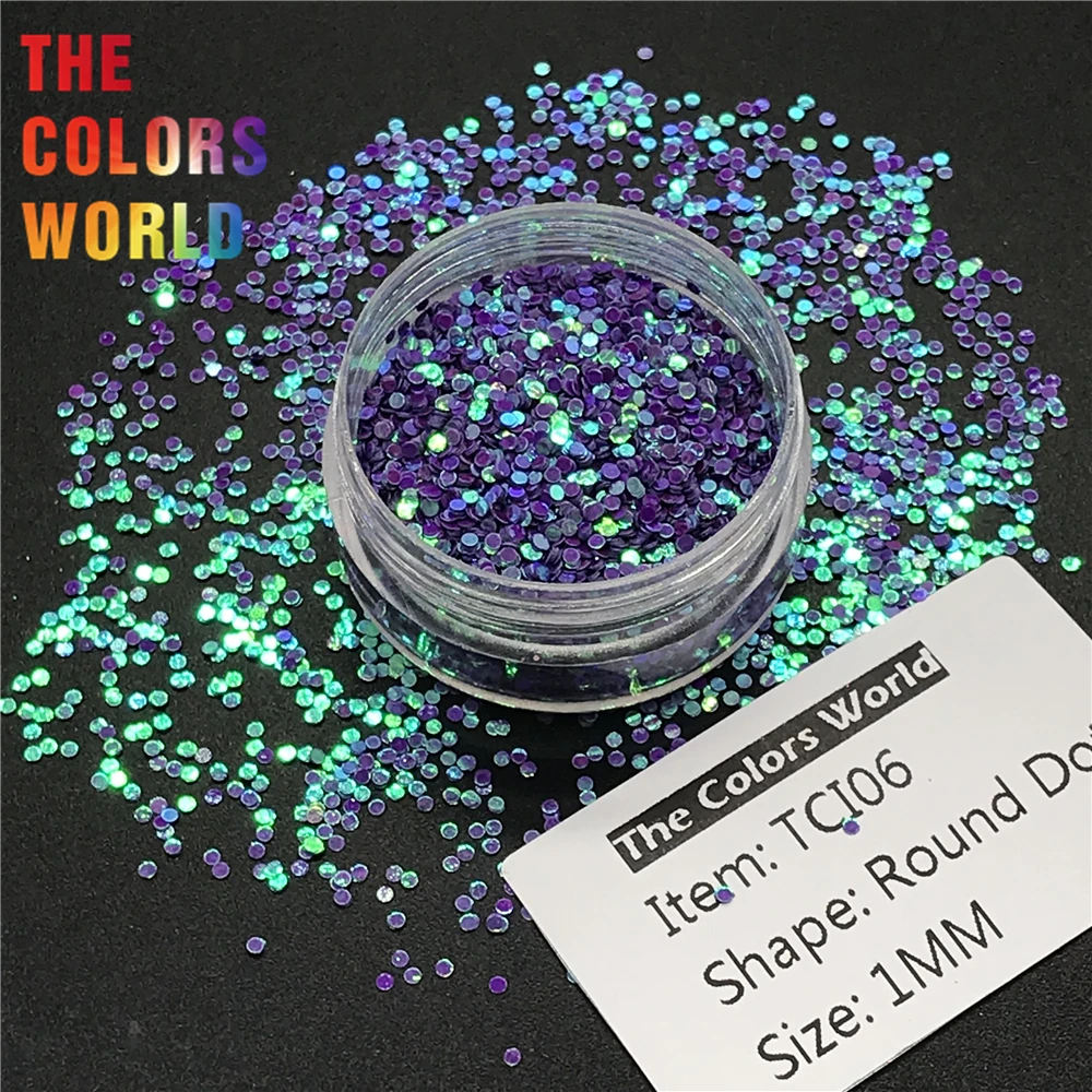 TCT-099 Round Dot Shape Pearlescent Indescent 1MM Size Nail Glitter Nail Art Decoration Face Glitter Makeup Henna Handwork DIY