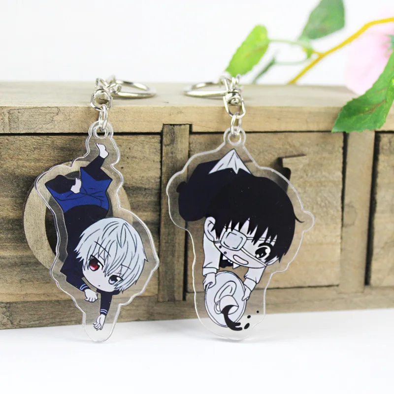 1pc Animation Tokyo Ghoul Kaneki Ken Coffee Key Holder Keychain Double Print Keyrings Portachiavi Pendant