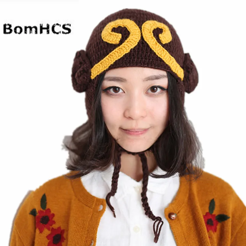 

BomHCS Funny Sun WuKong Tighten Mantra Beanie Hat Handmade Knitted Winter Thick Cap Gift