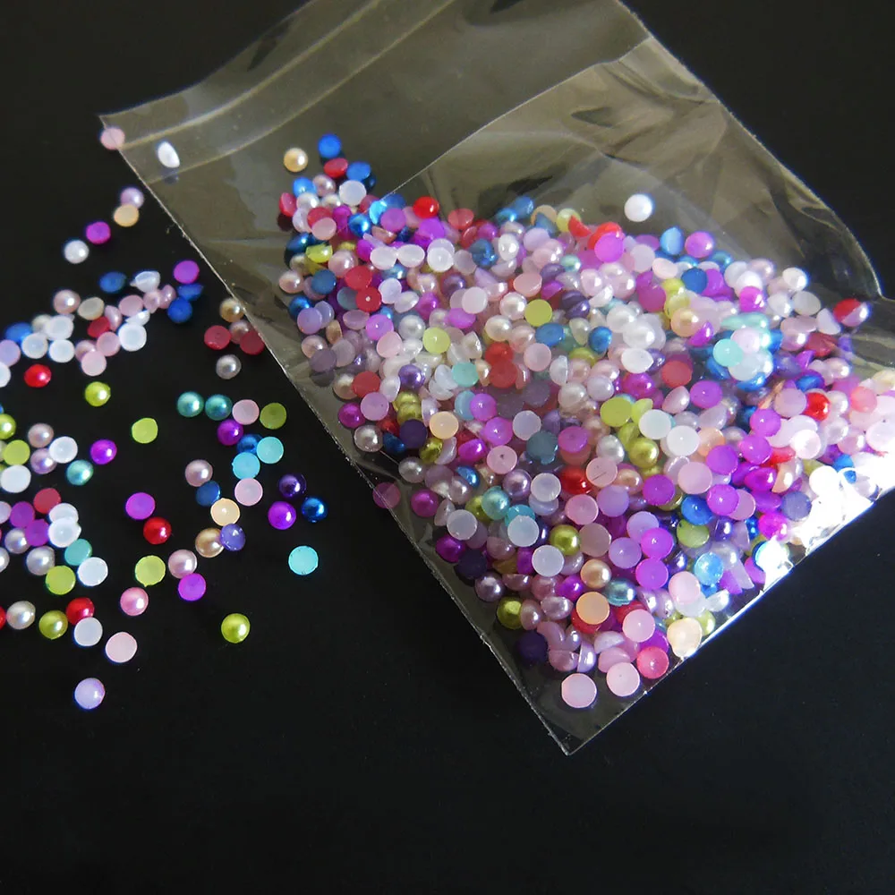 1000 pcs 2mm gemengde pearl nail decoratie nail art tool rinestone crystal