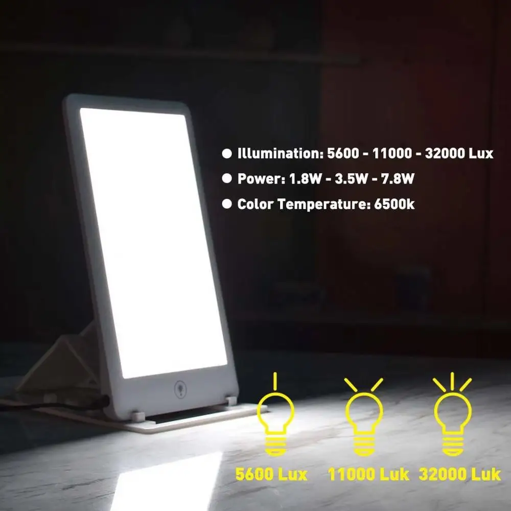 Winter Light 10,000 lux 3 Modes Bright Natural Therapy Light Full Spectrum Adjustable SAD Lamp Charging Night Light LED Light