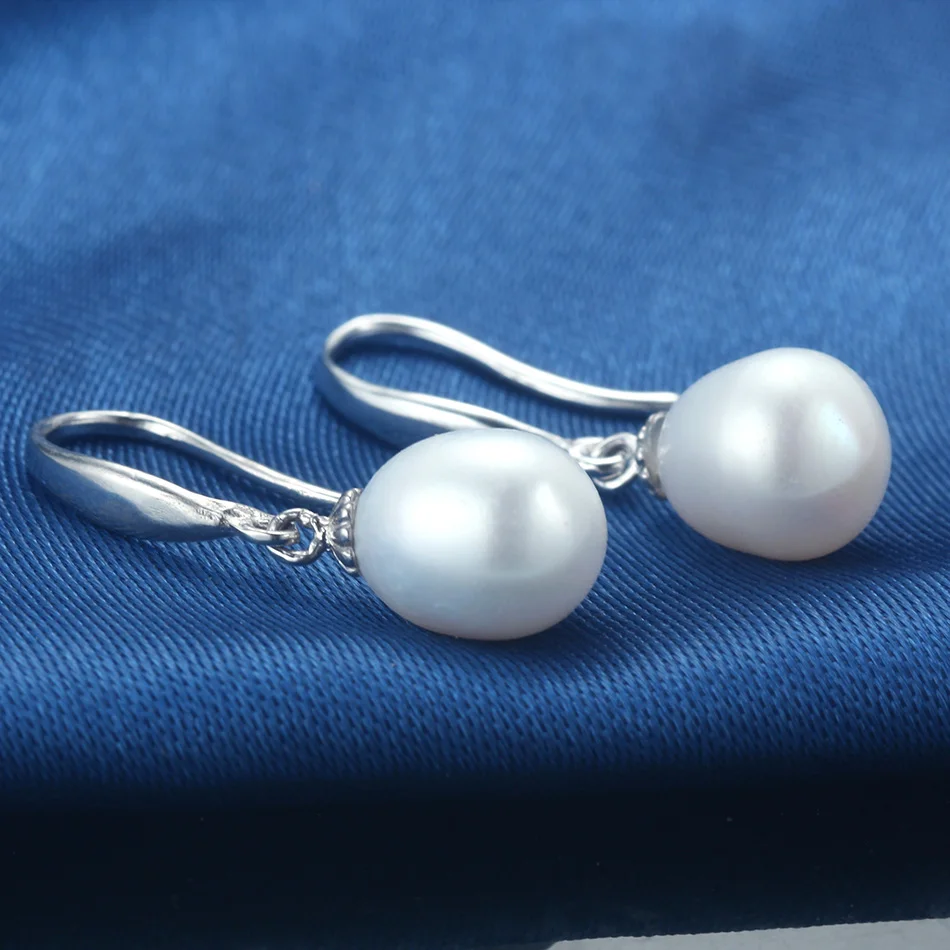 Elegant 8-9mm water drop real freshwater pearl earrings classic 925 silver earrings for women wholesale with gift box Jewelry