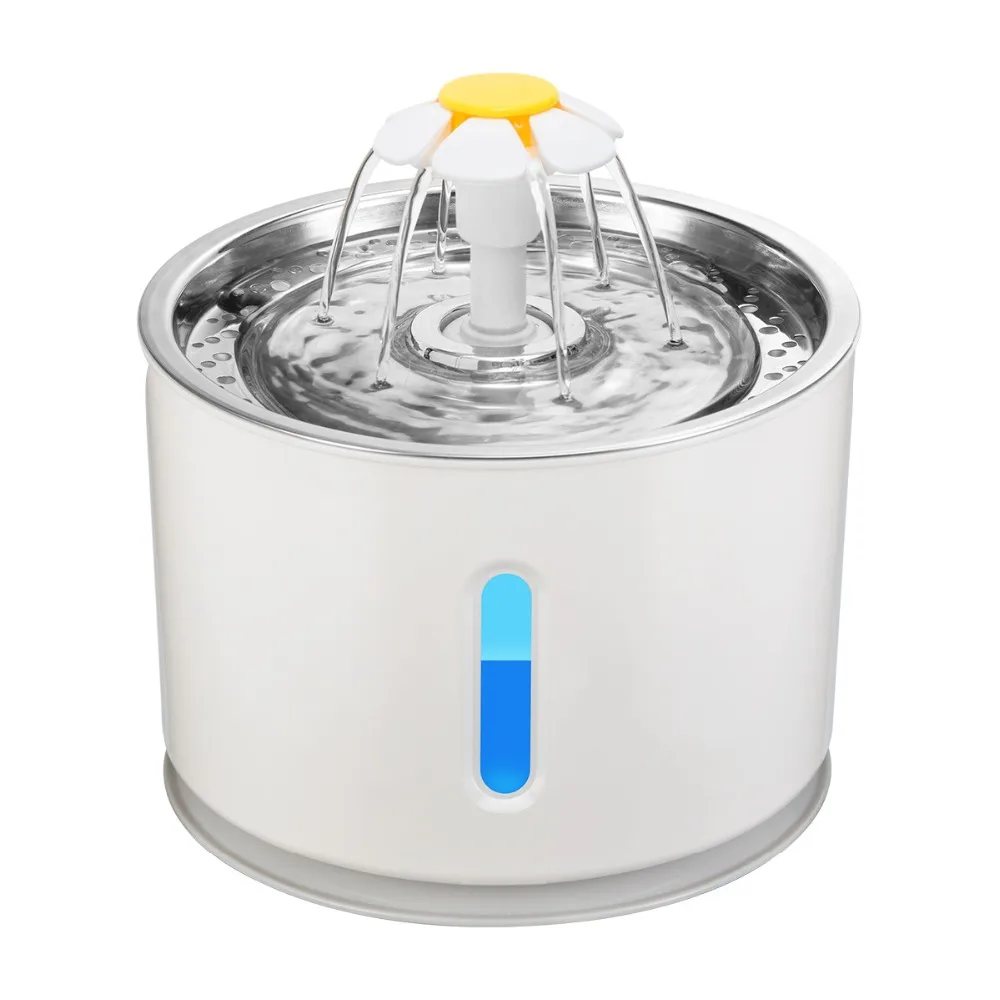 fontaine à eau pour chat Fontaine d\'eau automatique 2,4 L pour animaux de compagnie, bol avec LED USB, distributeur pour chiens et chats