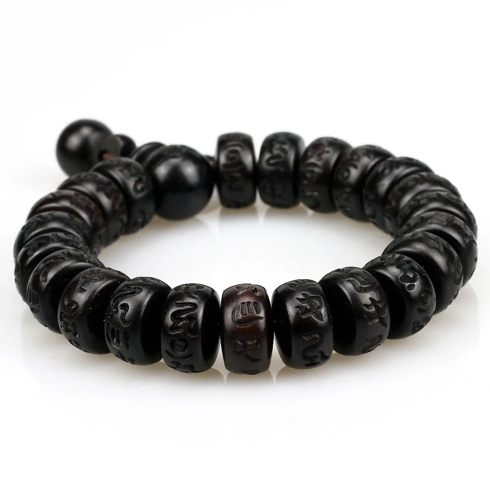 Natural Wood Tibetan Buddhist Male Bracelet Lightning Stroke Jujube Beads Meditation Men Mantra Bracelet Women Yoga Jewelry