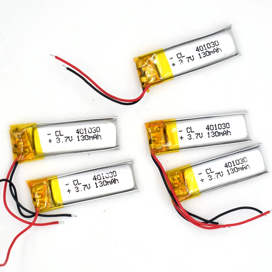 5PCS 3.7V 130 mAh 401030 Li-Polymer Rechargeable Battery Li Po ion for GPS Bluetooth MP3 MP4 041030