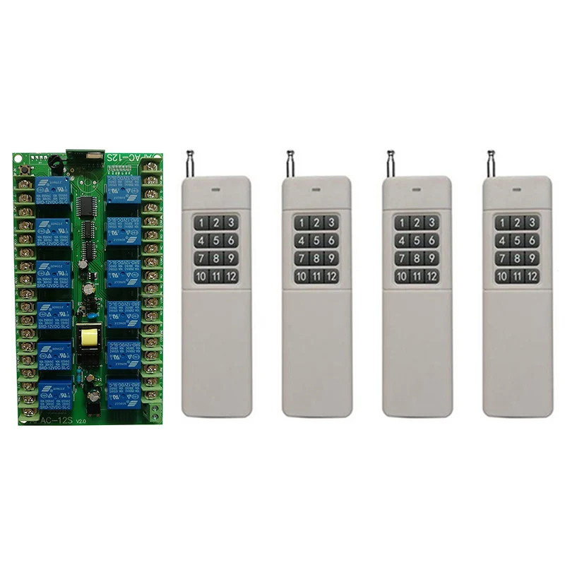 3000m Long Range AC220V 12CH Channel 12CH Wireless Remote Control LED Light Switch Relay Output Radio RF Transmitter & Receiver