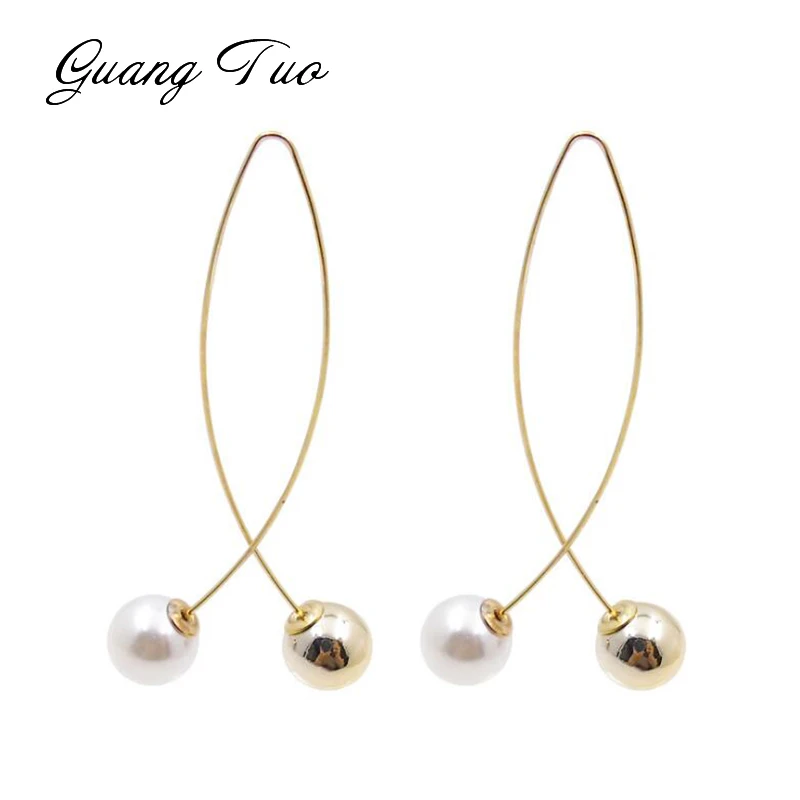 Fish Shaped Stud Earrings Metal Ball Simplicity Handmade Copper Wire Earring for Women Charm Pearl Geometric Accessories