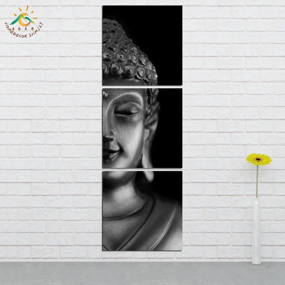 

Wall Art Prints Canvas Art Painting Modular Picture And Poster Black Buddha Canvas Painting Decoration Home 3 PIECES