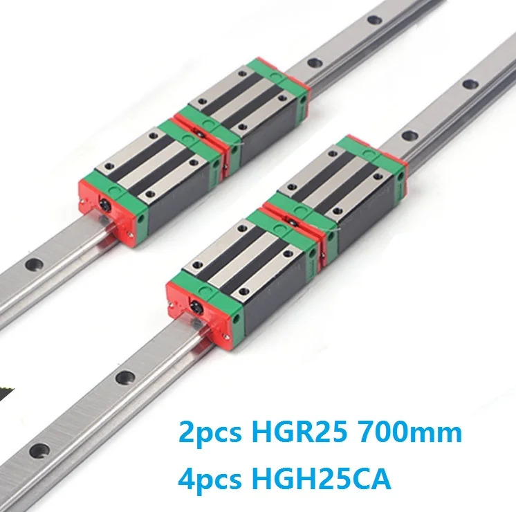 

China Made 2pcs Linear Guide Rail HGR25 -L 700MM + 4pcs HGH25CA Or HGW25CC Linear Slide Block Carriage CNC Router Parts