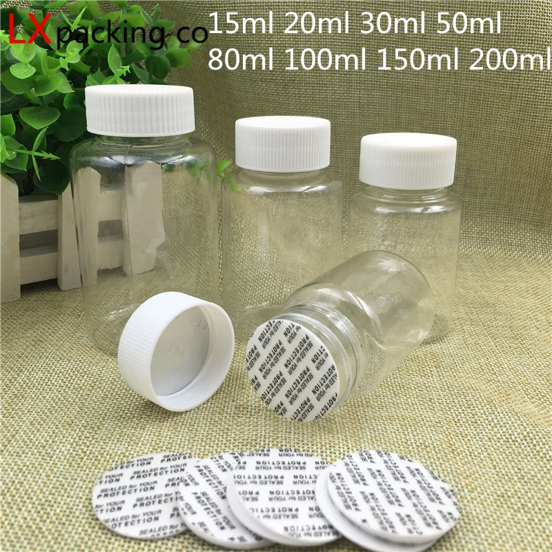 

50PCS 100ML Clear Transparent Empty Plastic Pack Bottles Jars Pill Candy Bank
