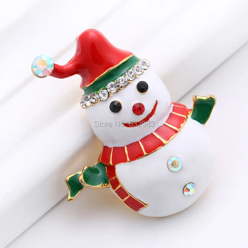 1Pcs Cute Snowmen Brooche Pins Enamel Fashion Crystal Brooches for Women / Children Jewelry accessories Christmas Gifts