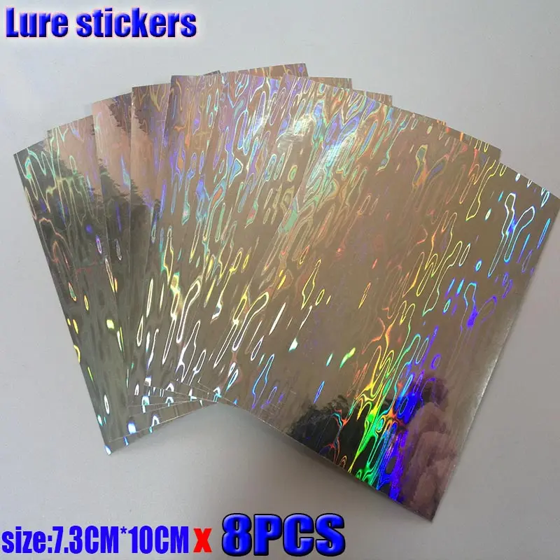 2024HOT fishing lure sticker,holographic, 4 kinds color you choose 8papers/lot size: 73mm x 100mm or 100mm*150mm