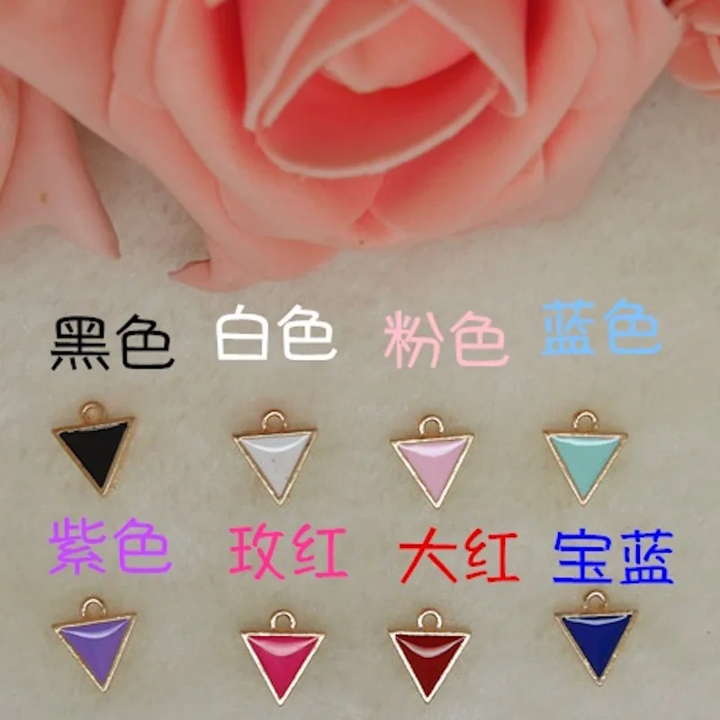 50pcs/lot  triangle size 12*13mm pendant alloy enamel Charm DIY accessories of necklace bracelet headdress handmade fitting