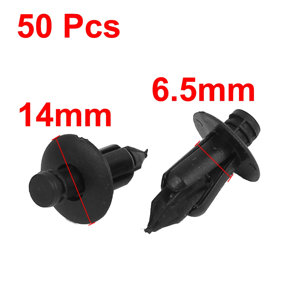 X Autohaux 20/50 Pcs 6.5mm x 14mm x 17mm Black Plastic Rivets Clips Trim Fastener Moulding Clip for Car Interior Moulding