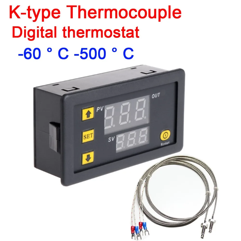 -60C to +999C K-type thermocouple Digital thermostat controller Temperature switch LED Thermometer control 5v 12V 24V Temperatur