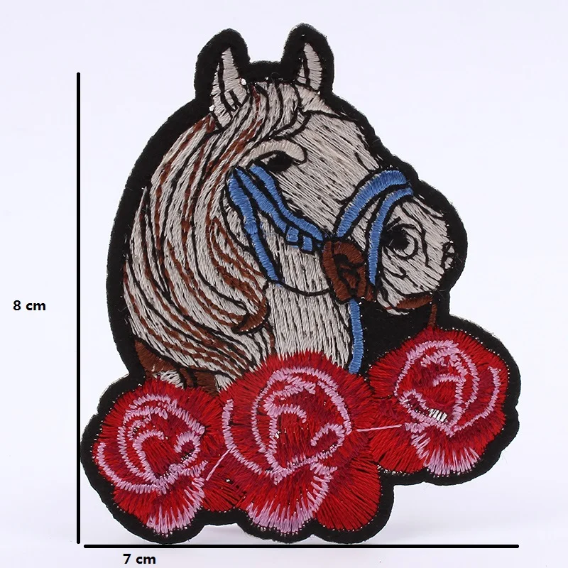 5PCS New Embroidered Horse Patch Cartoon Animal Sticker DIY Rider Jeans Coats Personality Badge Handmade Pants Bags Appliques