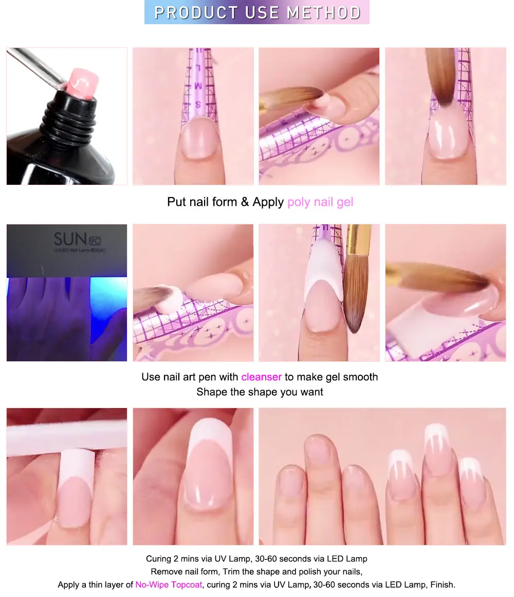 CANNI Acrylic Crystal Nail Gel Poly Nails UV Gel Slip Solution Kit Extension Gel French Nail Soft Pink Extend Cover Camouflage gallery 3