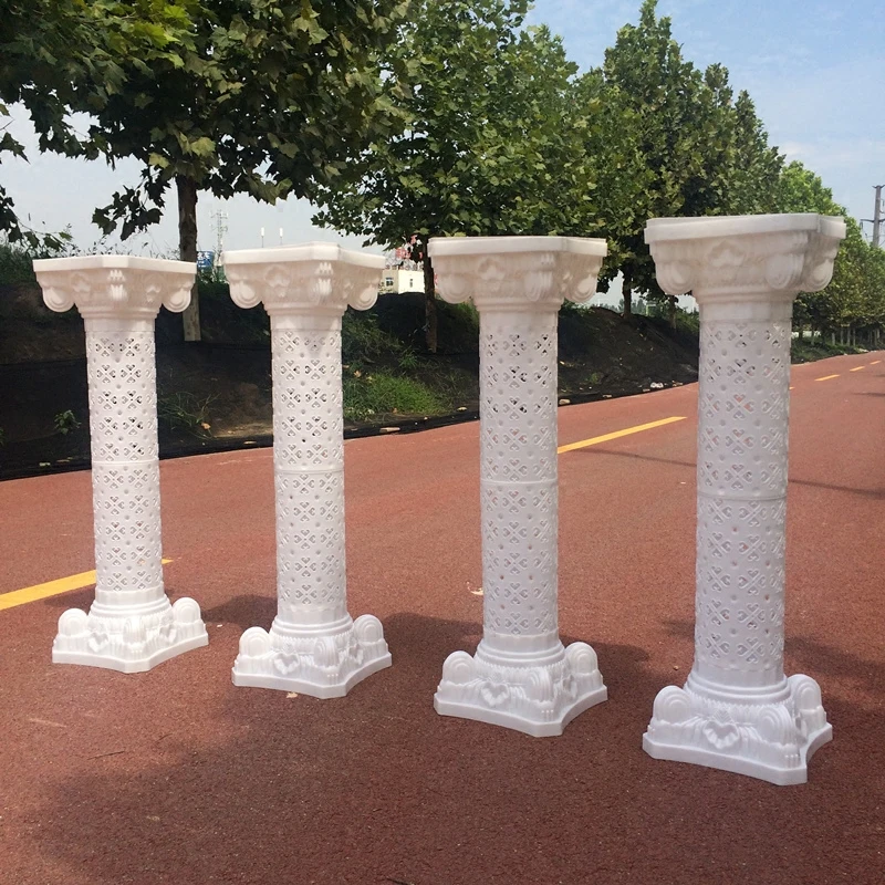 Hollow Flower Design Roman Columns White Color Plastic Pillars Road Cited Wedding Props Event Decoration Supplies 10 pcs/lot