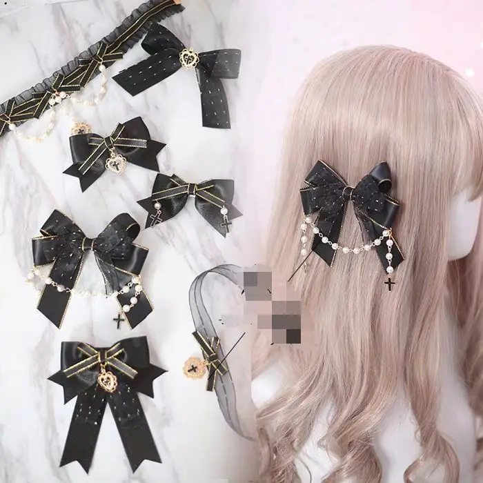 The Original hand made manually black gothic LOLITA LOLITA headdress wind hair Japanese brooch pin necklace