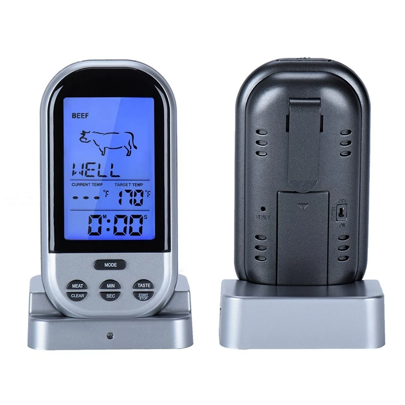 Black Wireless Digital LCD Display BBQ Thermometer Kitchen Barbecue Probe Meat Thermometer Cooking BBQ Temperature Meter Tools