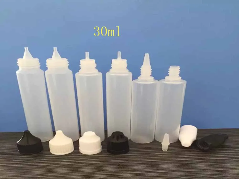 

New E liquid 30ml PE long Pen shape Empty Bottle Childproof Safety For E-cig e liquid oil dropper Plastic Refillable bottles