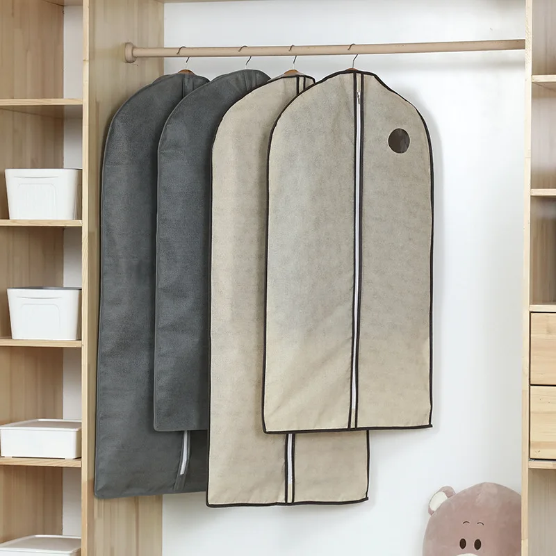 Hanging Garment Coat Outer Dress Suit Clothes Dust-proof Cover with Zipper Clothes Organizer Storage Bags Protect Dust Cover