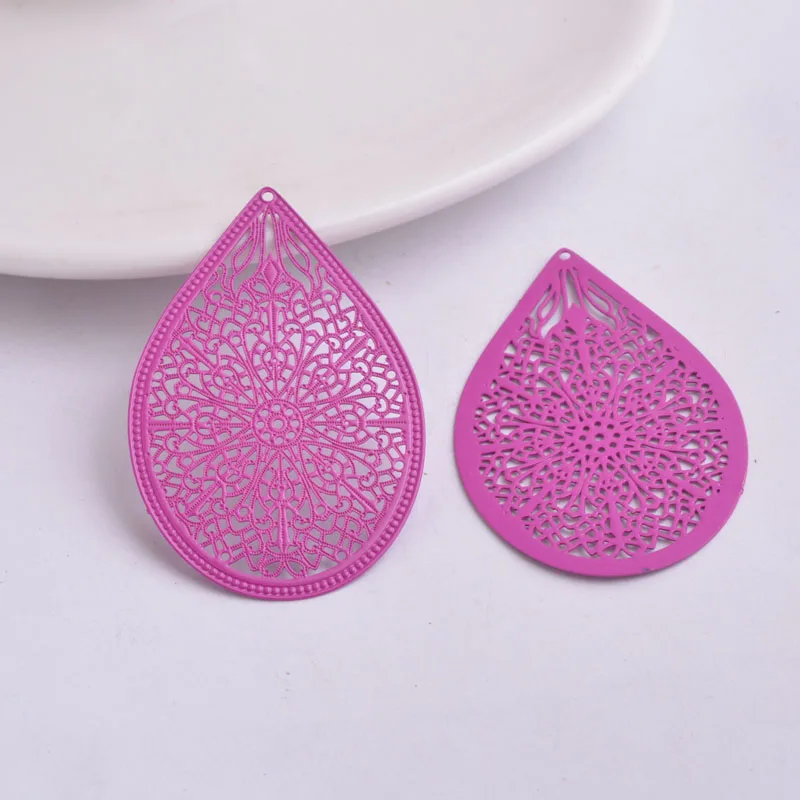 30 Stück AA1533 49*33mm Filigraner Wassertropfen Großer Anhänger aus Messing Tropfenförmiger Anhänger DIY Ohrring-Zubehör Fermoirs Pour Fabrication Bijoux – Detail 14