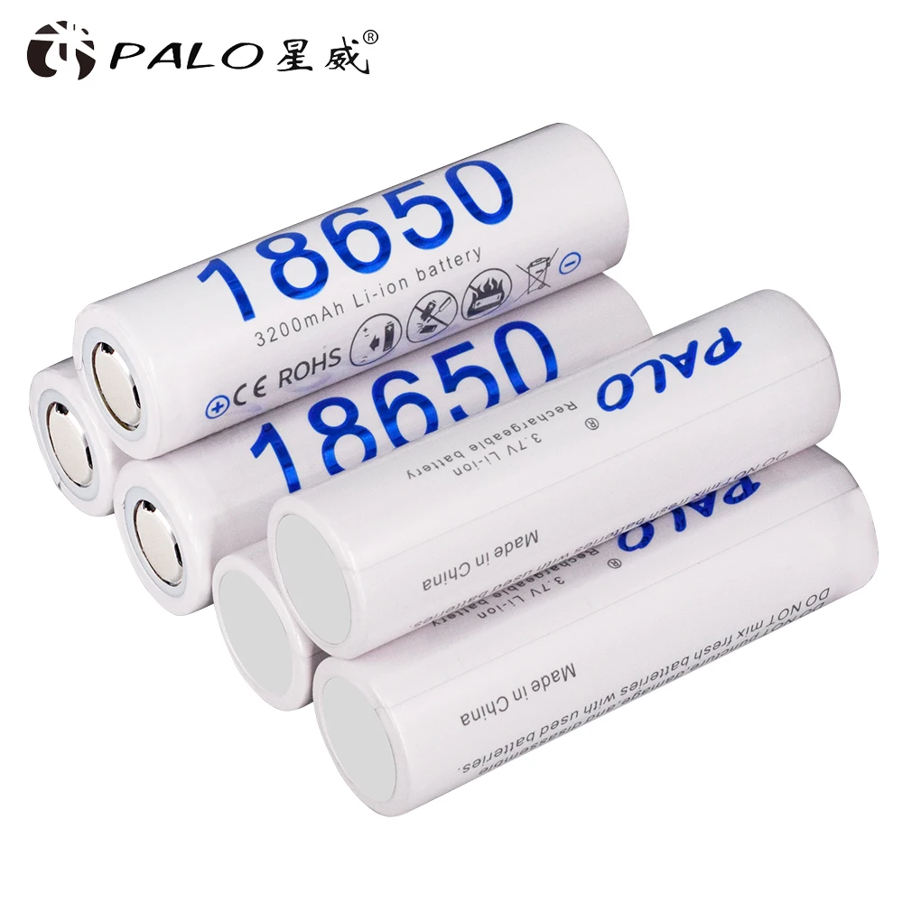 20PCS PALO 100% Original Rechargeable Battery 3.7 v 3200 mah 18650 Lithium Battery For Toy Instruments Camera Flashlight Battery