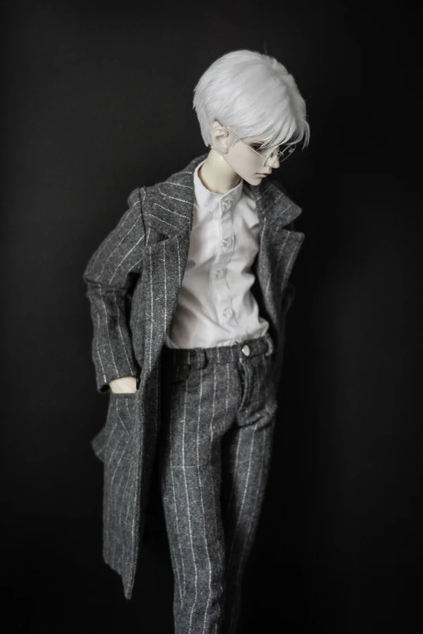 Grey Suit Long Coat Pants Trousers Outfits Clothing For Male 1/3 24