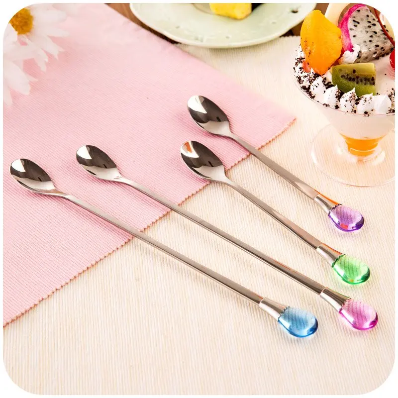 Creative Ice Cream Spoon, Stainless Steel, Long-Handled, Cake, Coffee Scoop, 4 Pcs