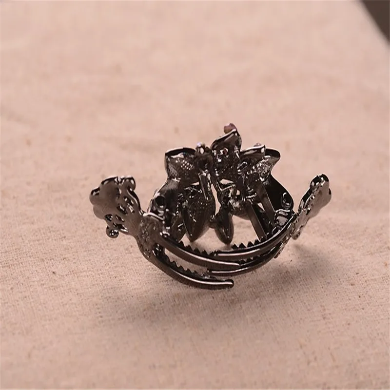 Beautiful 3 Color Flower Hair Clips Women Hair Jewelry Metal Crab Clip Hair Claws For Lovely Gilrs Wedding Hair Accessories