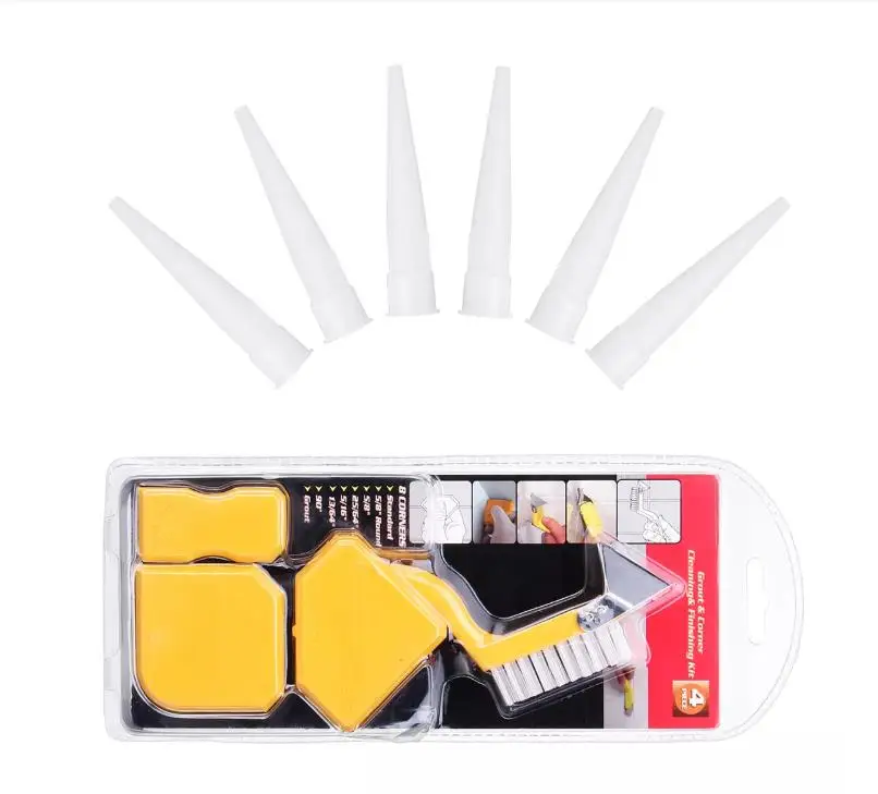 Caulking Tools Kit Corner Angle Glass Scraper Caulk Remover & Caulk Caps Cleaning Set Caulk Removal Tool with Brush