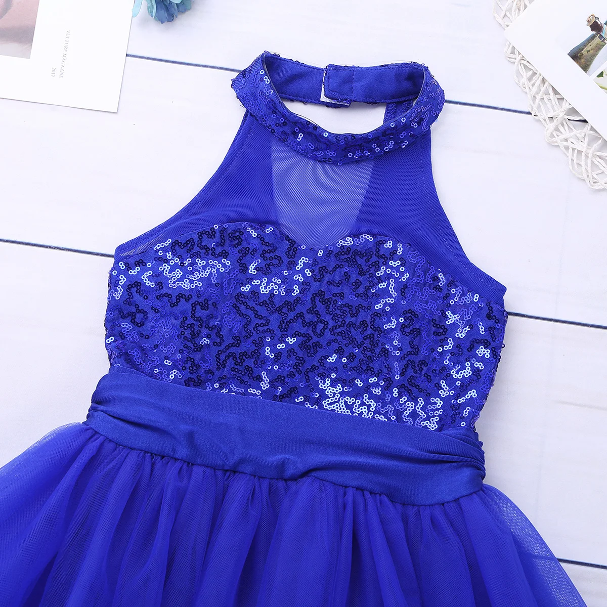 iEFiEL Sequins Sleeveless Mesh Girls Children Ballet Tutu Dress Kids Stage Performance Costumes Fairy Ballerina Dance Dresses