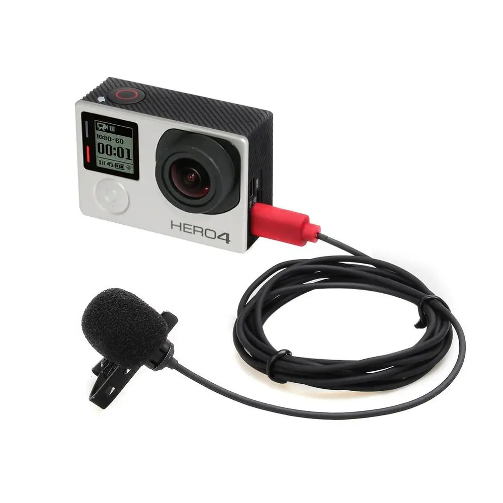 ESMIC-01G 소형 마이크 클립 무 지향성 콘덴서 마이크 GoPro HERO 3 3 + 4 윈드 머프 VS SR-GMX1
