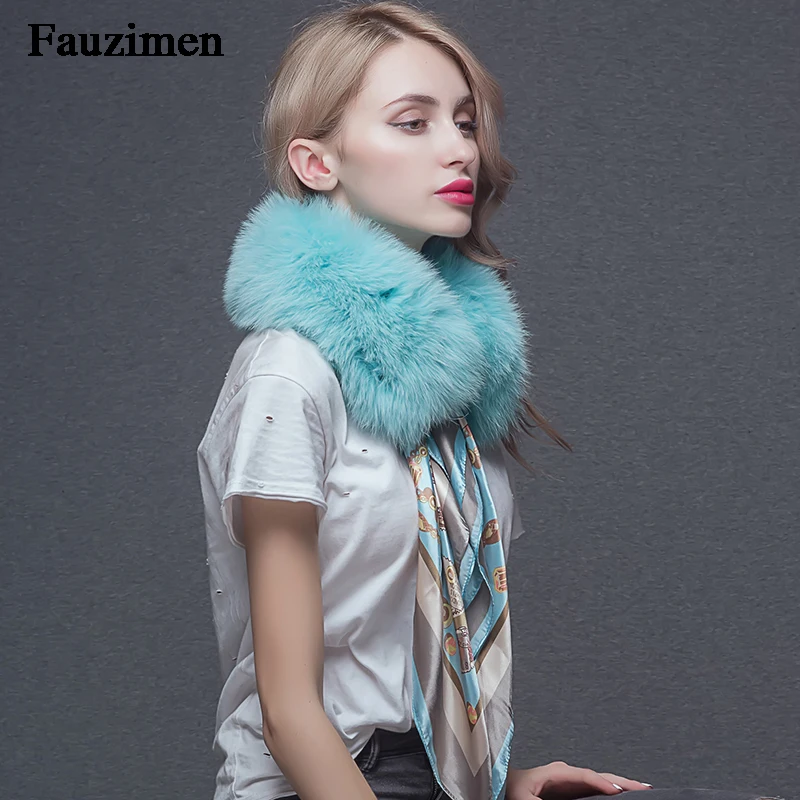 100% Real Fox Fur Collar Women Fur Shawls Coats Luxury Warm Colorful Scarf Women Large Fur Scarves Women Jacket