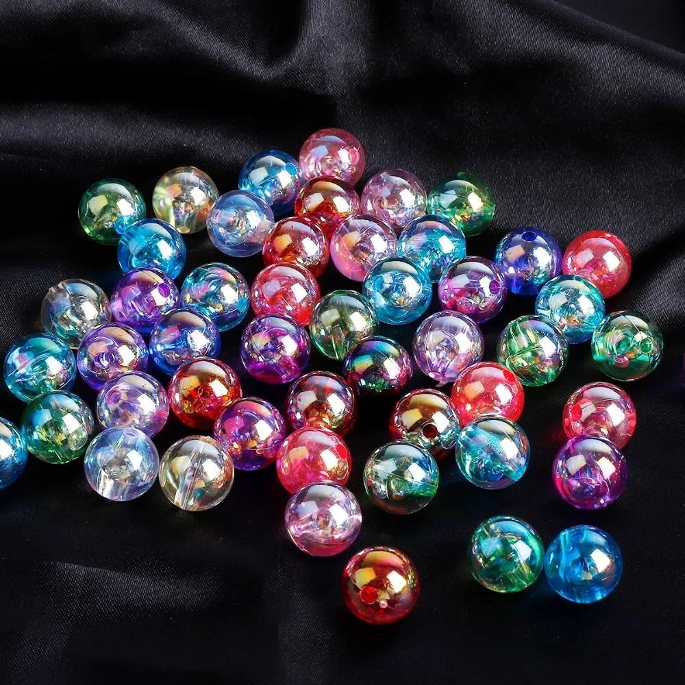 6 8 10mm 50-100pcs AB Color Round Acrylic Bead Mix Rainbow Colors Loose Spacer Beads For Jewelry Making DIY Bracelet