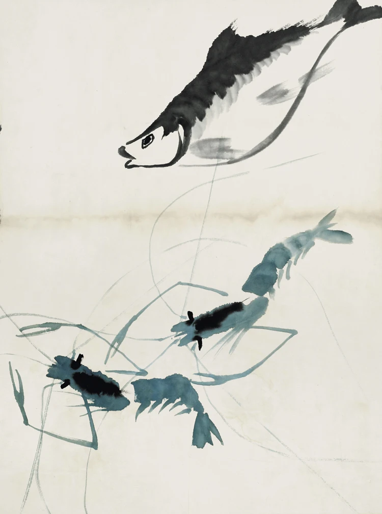 traditional Chinese painting seascape picture scenery posters home decor animals fishes shrimps lobster Qi Baishi masterpiece